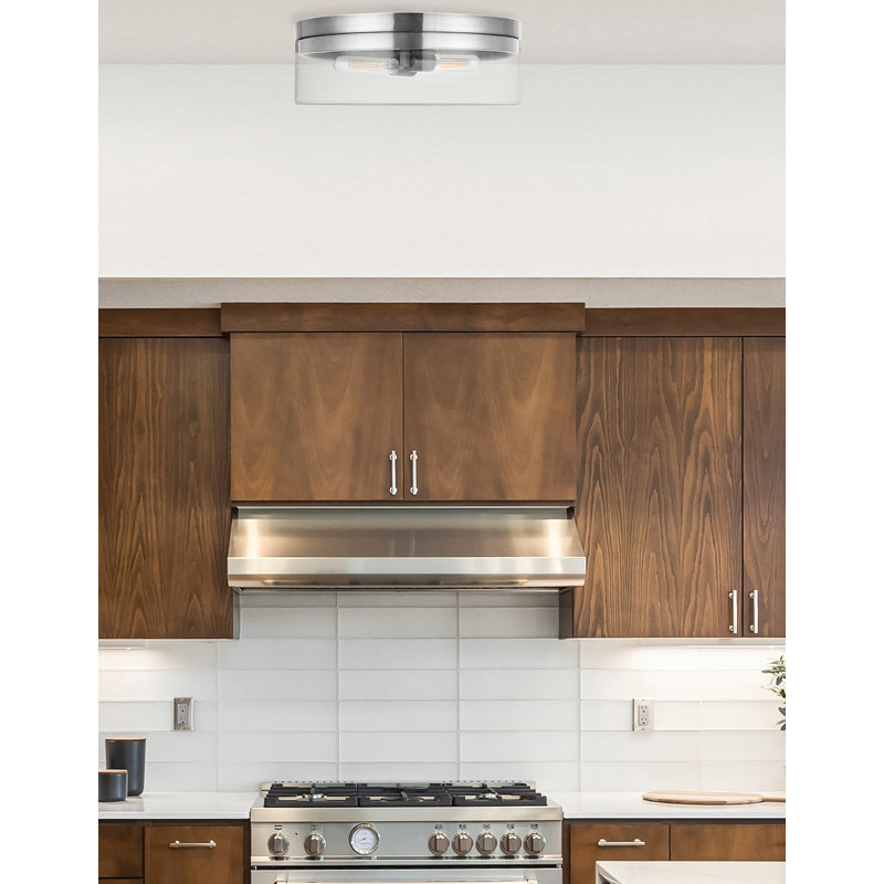Nakeema 2 Light Flush Mount - Clear Glass, Polished Chrome