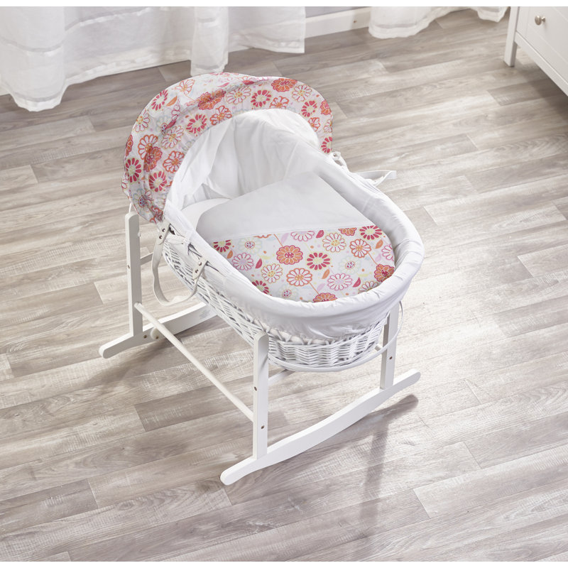 Moses Basket With Stand with Bedding with Mattress
