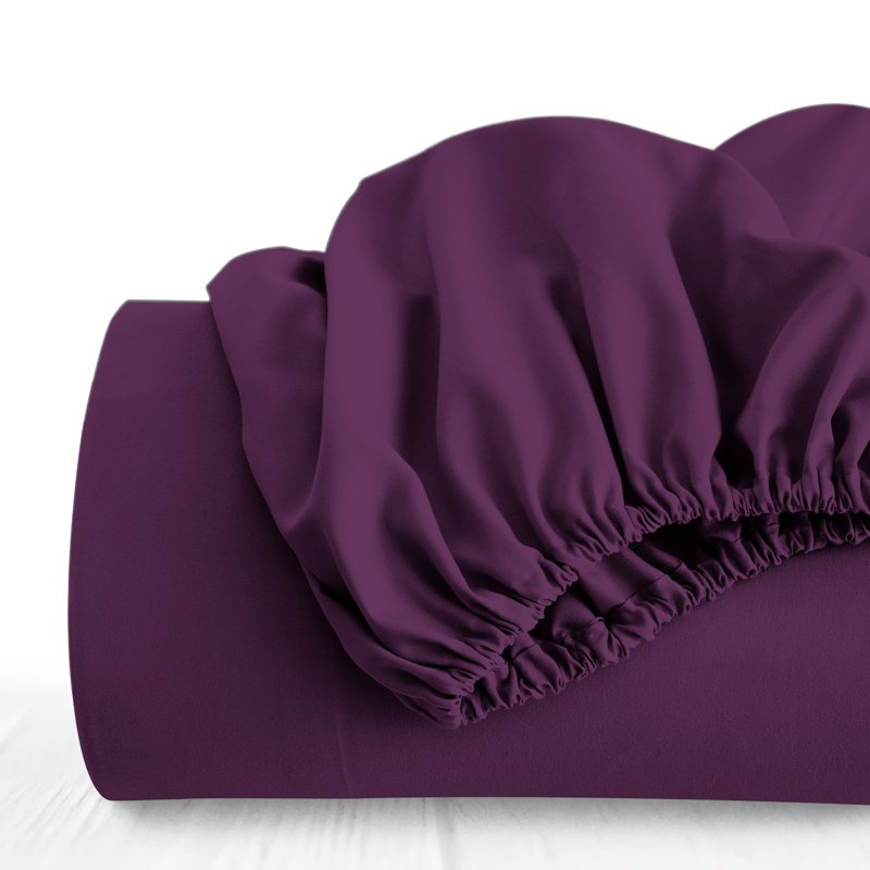 Lux Decor Soft Microfiber Bottom Sheets Upto 16 Inches Deep Pocket Fitted Sheet, King, Purple