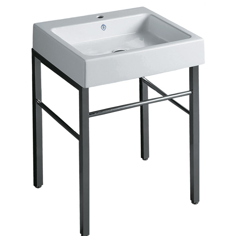 Britannia White/Polished Chrome Vitreous China Rectangular Console Bathroom Sink