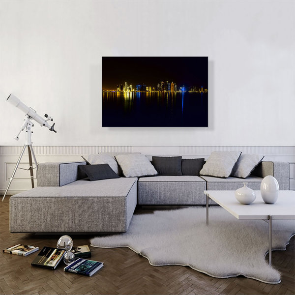 ARTCANVAS Doha Capital Of Qatar Night Skyline Print | Wayfair