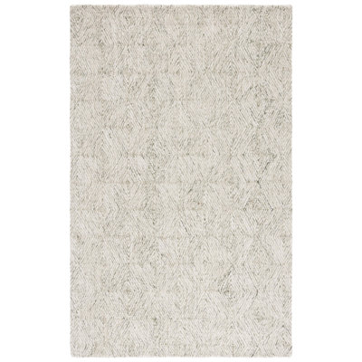 Stavro Hand Tufted Wool/Cotton Geometric Rug in Light Green/Ivory