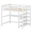 Structure de lit mezzanine avec tablettes de rangement et bureau sous le lit-468688301