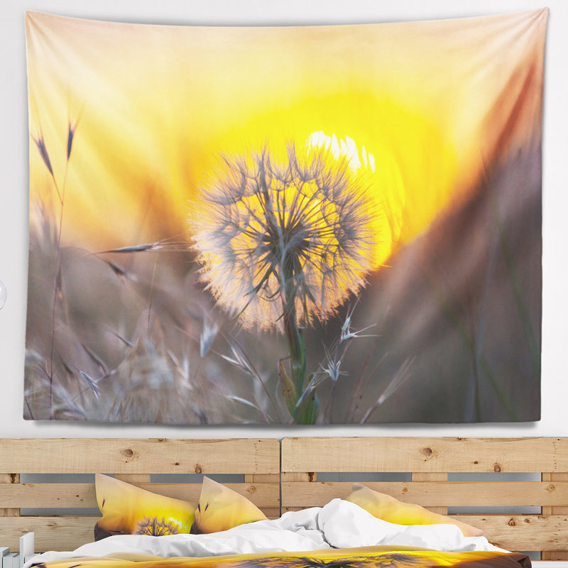 Tapisserie florale au pissenlit, H 50 po x l 60 po