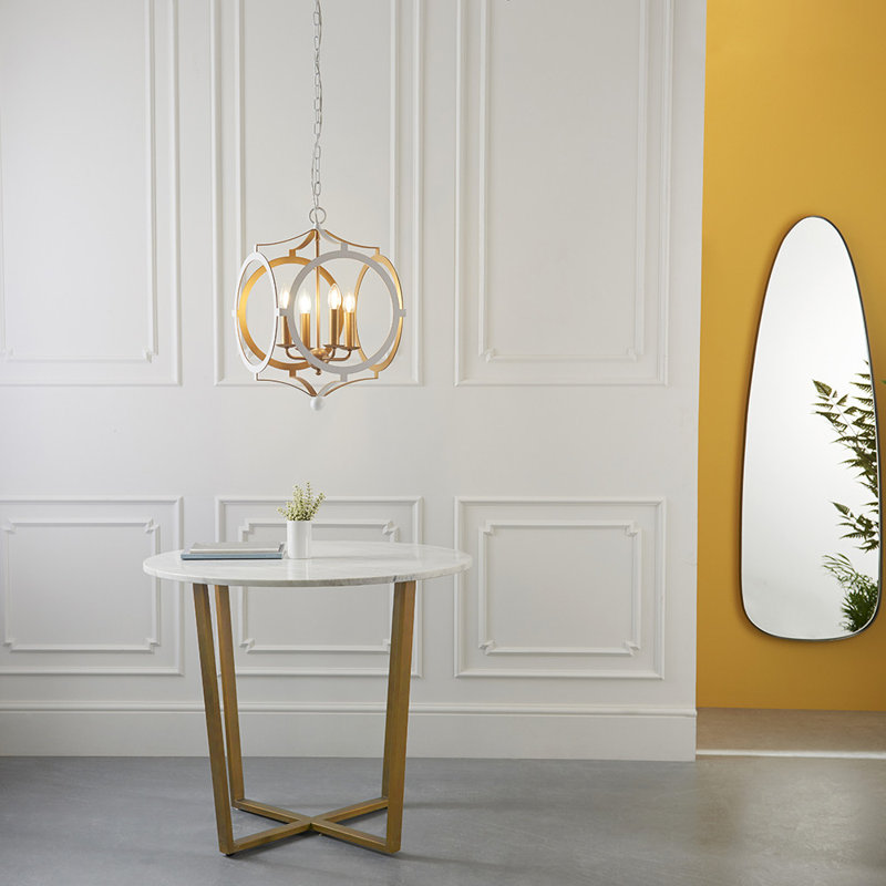 Natascha 4 - Light Geometric Chandelier, Matte White/Gold