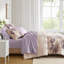Ensemble de couette et draps imprimés à motifs floraux en polyester, taupe, format California King-136113759-136113764