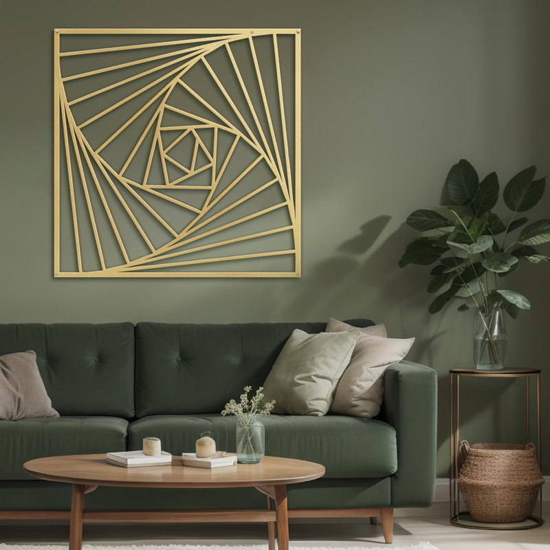 Décoration murale en métal, H 24 po x l 24 po x P 0,05 po, Or