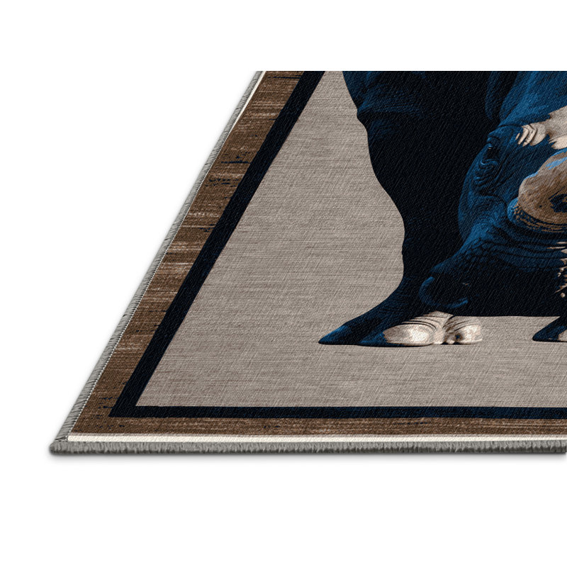  Tapis lavable noir Rhinoceros, Carré 7 pi