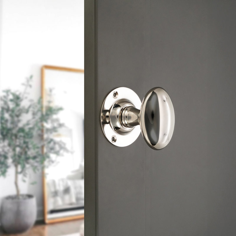 Oval Mortice Door Knob, Polished Nickel