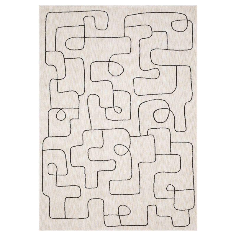 Tapis beige / noir Harlow, Rectangle 7 pi 10 po x 10 pi