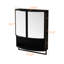 Garde-robe en verre arqué noir à double porte 23,63 po, miroir incassable, rangement en couches, tablette ouverte, salle de bain, peu encombrant, pratique, esthétique