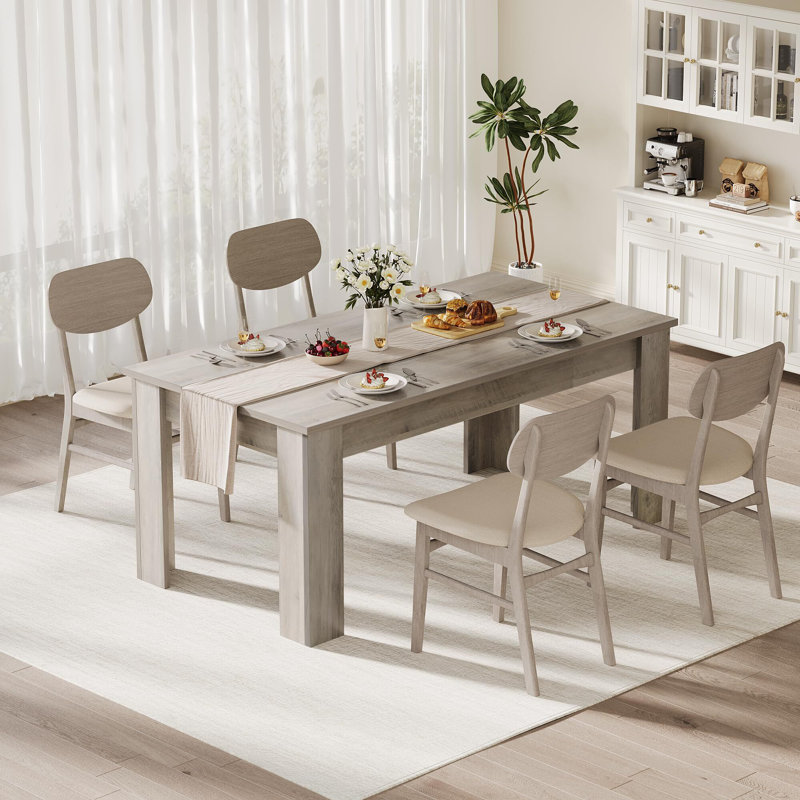 Dining Table For 4~6, 63" Inch Dining Tables For 4, Gray