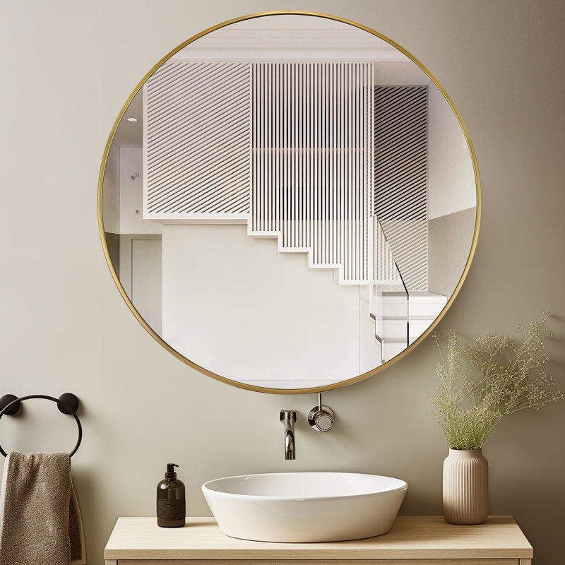 Miroir d'appoint Karrina, Doré, 32 po x 32 po