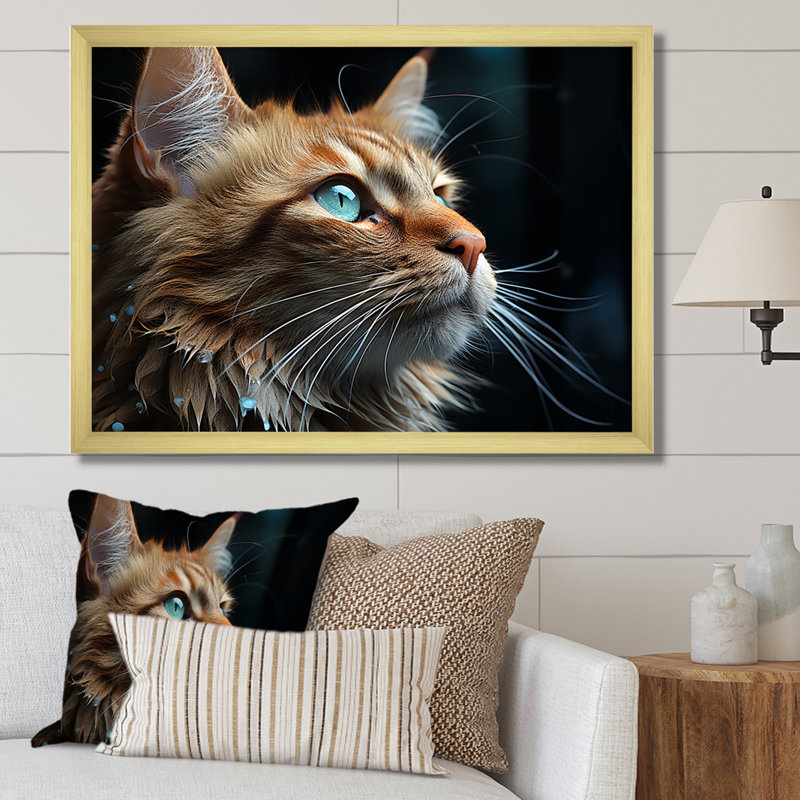 «Chartreux Contemplation Cat Eyes», reproduction sur toile, H 24 po x l 32 po, Cadre photo noir