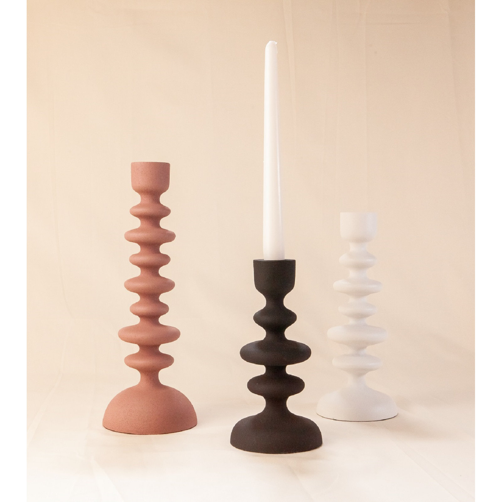 Giedre Aluminium Candle Holder, Black, 8" H x 4" W x 4" D