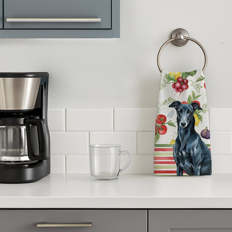 Black Greyhound Vegetables Kitchen Towel, Black Greyhound