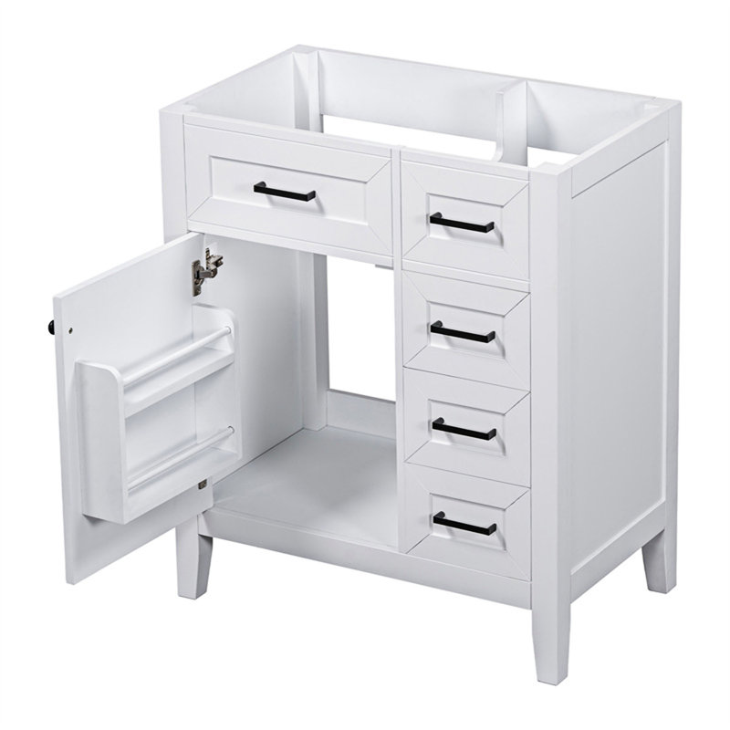 Base de meuble-lavabo avec tiroirs, Blanc