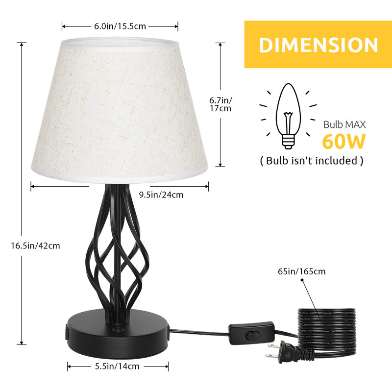 Ensemble de lampes de table noires 16 po Brytany, Beige
