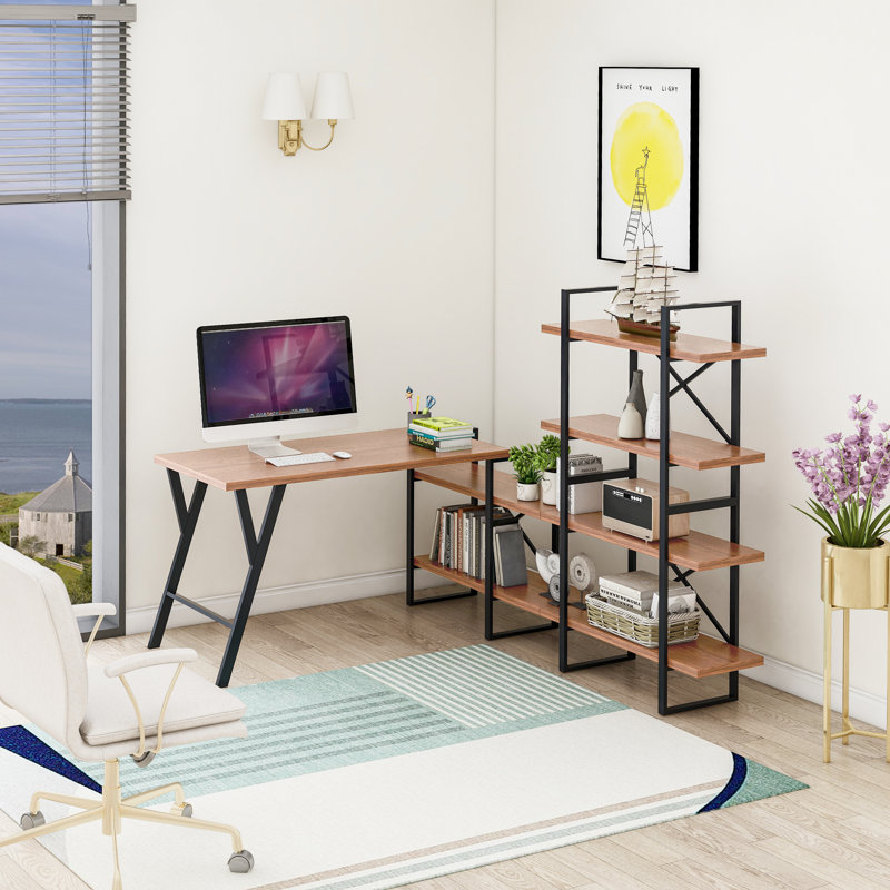 L-Shaped Metal Base Writing Desk