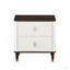 Table de chevet 2 tiroirs blanche et brune avec port USB