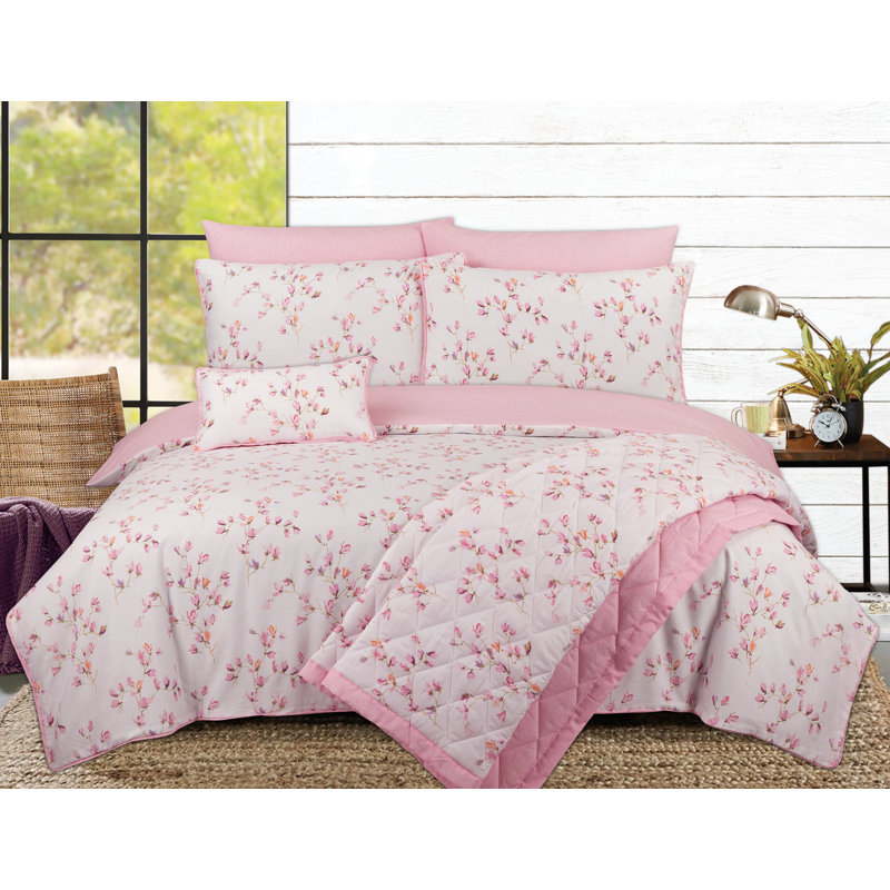 Schooley Floral Duvet Cover Set with Pillowcases Included, Pink, Super King Duvet Cover + 2 Standard Pillowcases