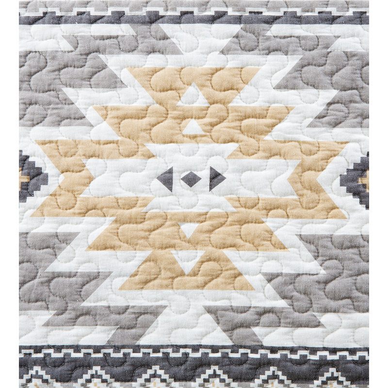 Desert Sage Gray and Tan Cotton Reversible Full Quilt Set