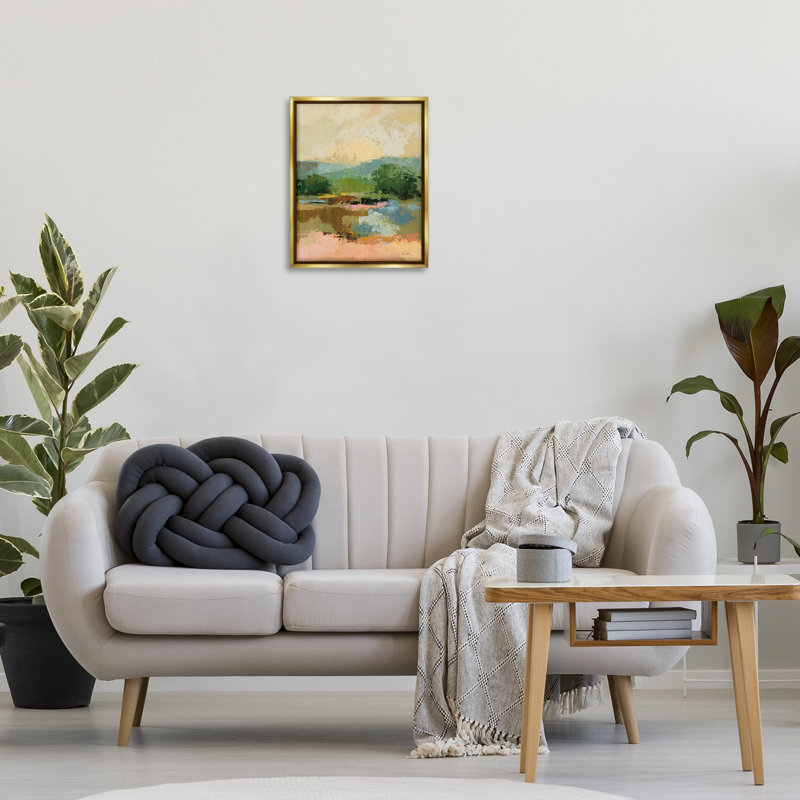 "Across The River View", art mural encadré par Silvia Vassileva, Cadre flottant métallique doré, H 21 po x l 17 po