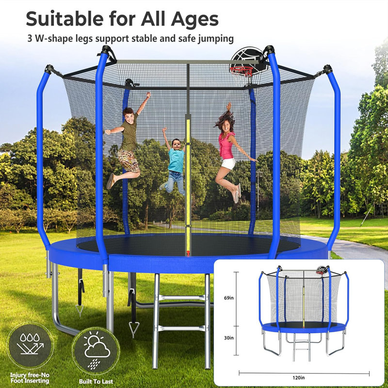 Sapphome Round Backyard Trampoline with Safety Enclosure