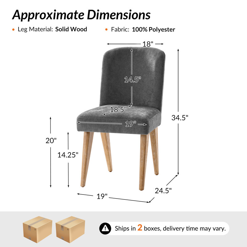Jeremias 19"W Modern Upholstered Dining Chairs Set with Solid Wood Legs, Gray, 4