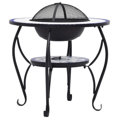 Dalys Mosaic Fire Pit Table Blue and White 68 cm Ceramic