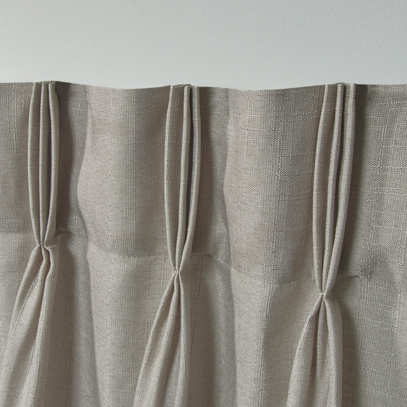 Loha Synthetic Solid Colour Semi-Sheer Pinch Pleat Curtain Panels, 27" W x 108" L, Beige