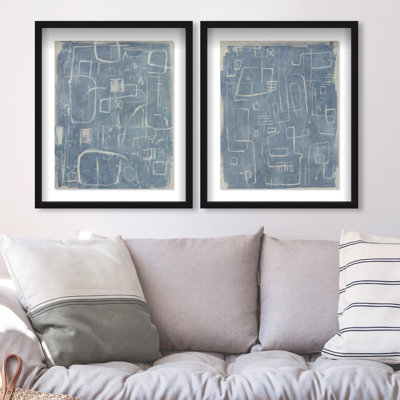 Lines and Ideas Set Shadowbox Abstract Print by Oliver Gal, Black Frame, 16 x 20