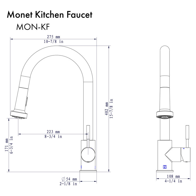 Monet Single Handle Kitchen Faucet with Side Spray and Accessories, Matte Black