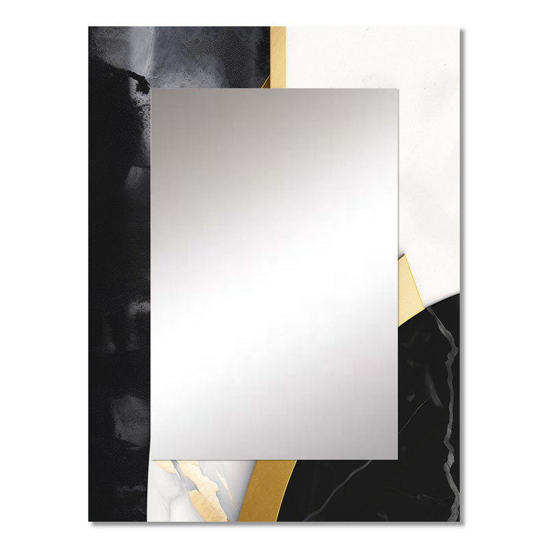 Marble Painting Shapes - Marble Unique Wall Mirror Decor, Gold Large Mirror, Printed Metal Art, 32" x 24"
