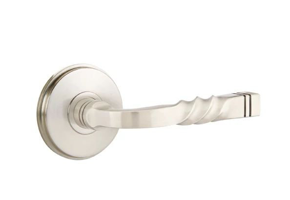 Mortaise intérieure Emtek avec rosette Watford et levier Santa Fe, Nickel satiné, Oui