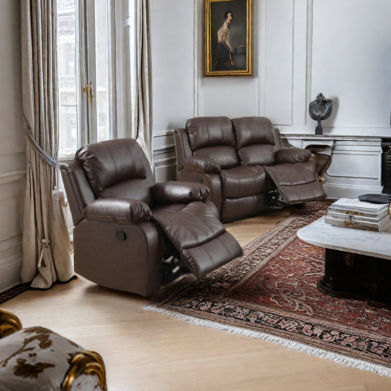 Ensemble de salon inclinable 2 pièces, Similicuir brun