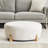 Round In Crisp White Boucle With Four Solid Rubber Support Legs, 14.17 Height, Cozy Seating Padded Splayed Wood 17.81 Lb Product Weight, Functional Table-586755918