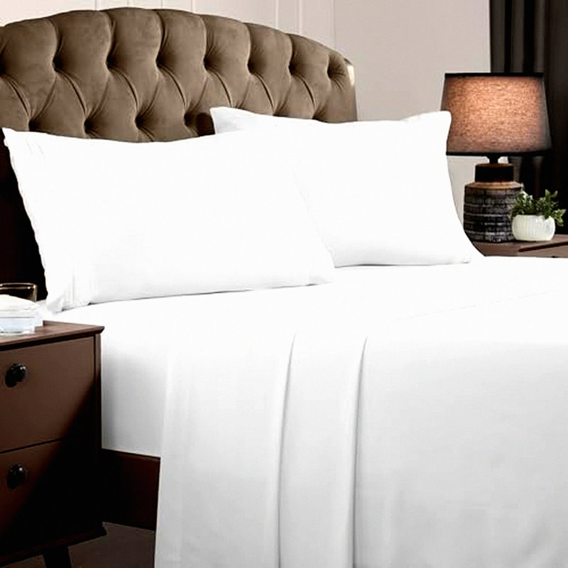 LuxuryCool Queen Bedding Set - 4 PC Iconic Collection Sheets & Pillowcases - Hotel Quality Soft Cooling Sheets - Deep Pocket - Wrinkle, Fade, Stain Resistant - White