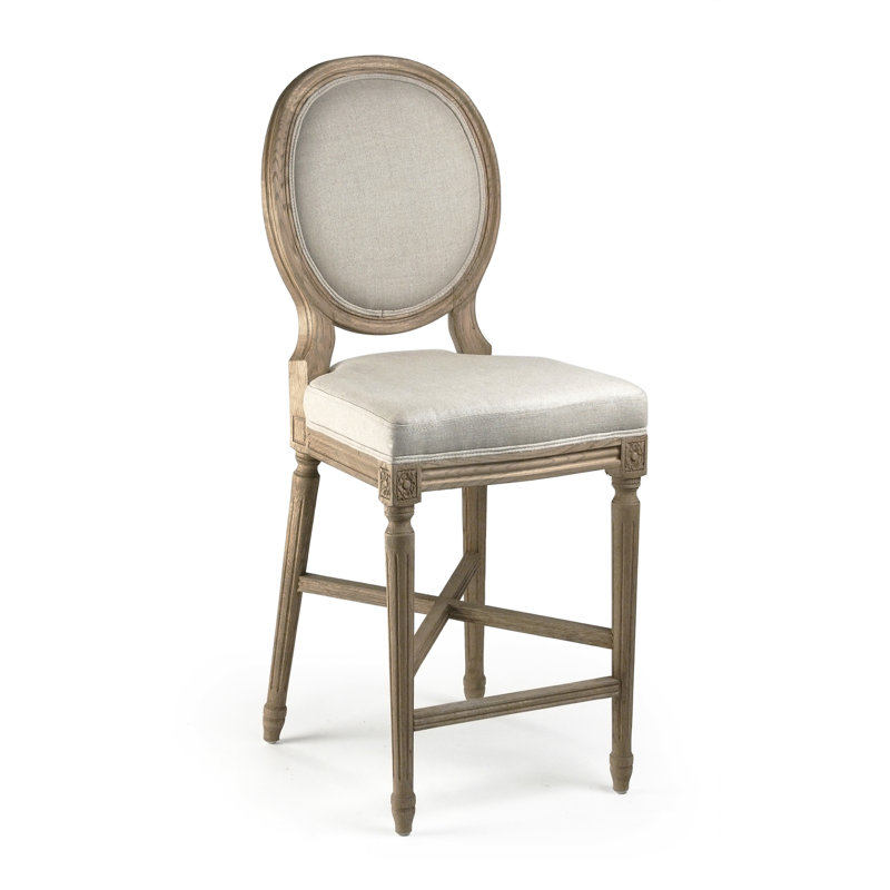 Asta Upholstered Counter Stool with Solid Wood Frame, Natural