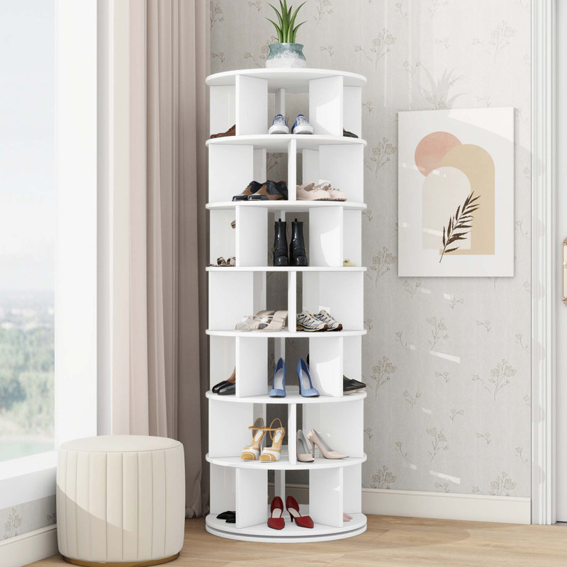 Range-chaussures rotatif 35 paires, Blanc