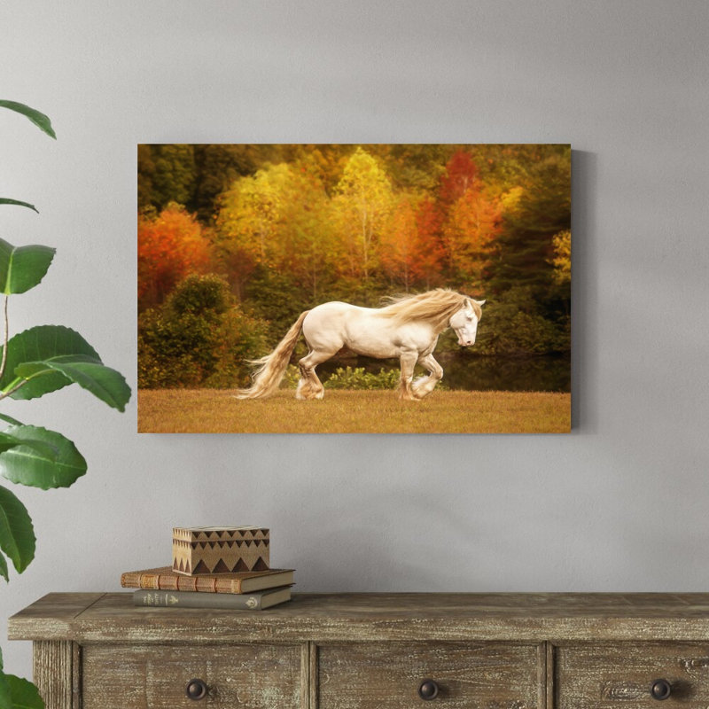 «Golden Lit Horse VI» par PHBurchett - photographie sur toile tendue, H 24 po x l 36 po
