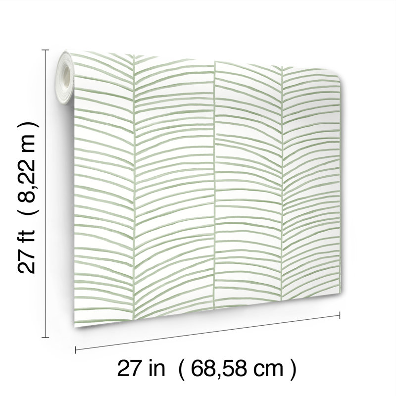 Papier peint à chevrons côtiers Arundel 27 de 27 po de largeur, soit 60 pieds carrés, Plante palmier