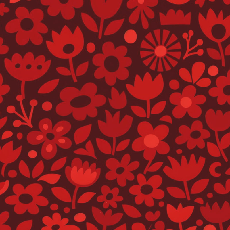 Tapis de bain à motifs floraux audacieux, L 34 po x L 21 po, Rouge foncé / rouge moyen