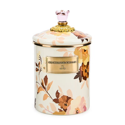 Mocha Check Wild Rose Brown Medium Canister