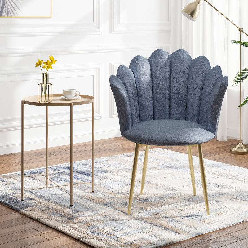 Upholstered Swivel Side Chair, Blue Velvet