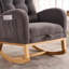 Chaise berçante d'appoint avec rangement pour repose-pieds, rembourrage en peluche et pieds en bois d'hévéa gris ardoise FlowLuxe-154273275