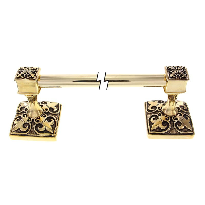 Fleur De Lis Wall Mounted Towel Bar, 2.25" H x 26.5" L x 2.25" D, Antique Gold