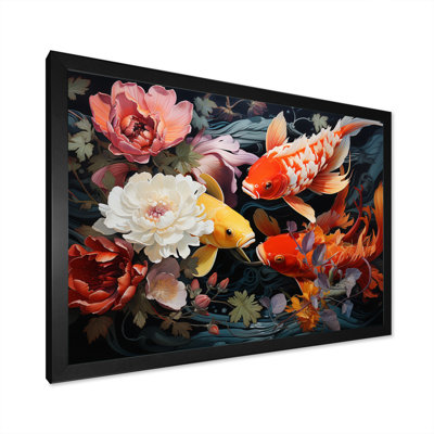 Japon Yellow And Red Golden Koi II - Japan Art Wall Decor