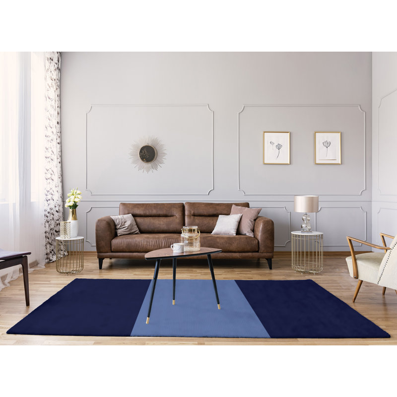 Tapis bleu/bleu marine, Rectangle 5 pi x 7 pi
