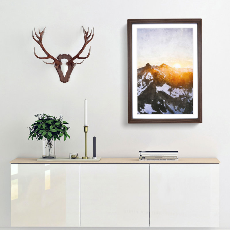 Sun over the Mountains - Framed Print, 33cm H x 24cm W x 2cm D, Walnut Framed